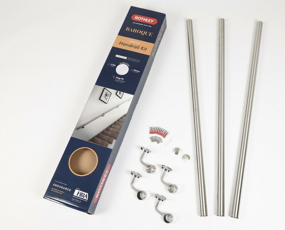 Rothley Baroque Brushed Finish 3.6m Easy Fit Staircase Handrail Kit