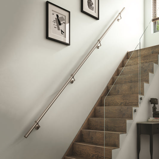 Rothley Brushed Finish Internal Stainless Steel 3.6m Easy Fit Staircase Handrail Kit