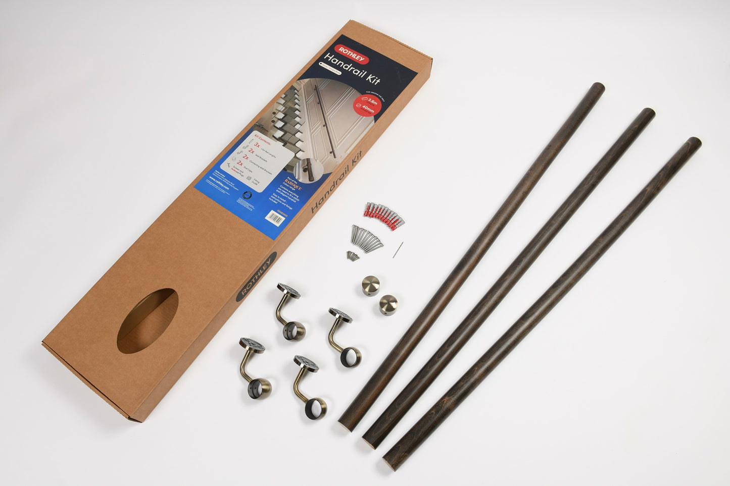Rothley Ebony 3.6m Easy Fit Staircase Handrail Kit