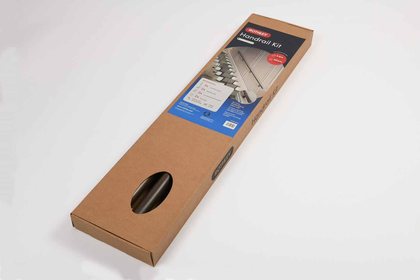 Rothley Ebony 3.6m Easy Fit Staircase Handrail Kit