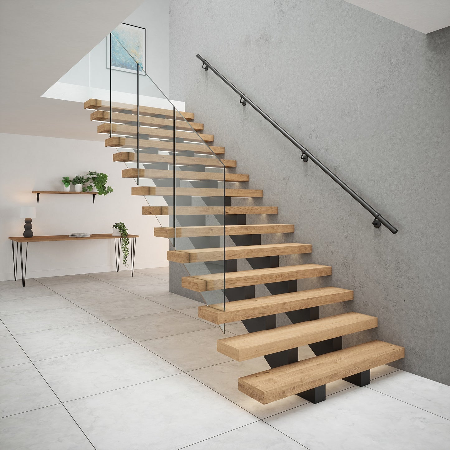 Rothley Matt Black Internal 3.6m Easy Fit Staircase Handrail Kit