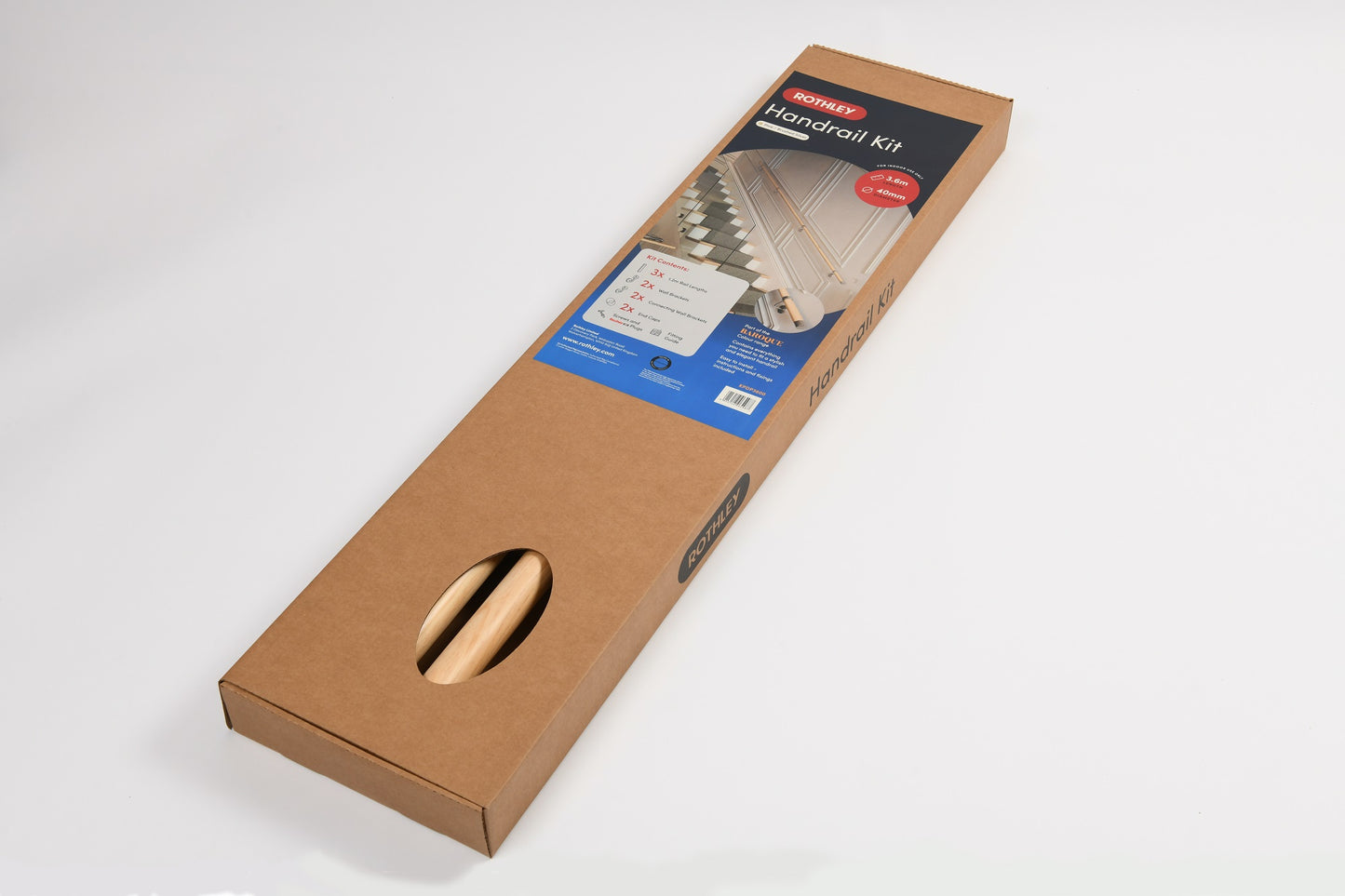 Rothley New Zealand Pine 3.6m Easy Fit Staircase Handrail Kit