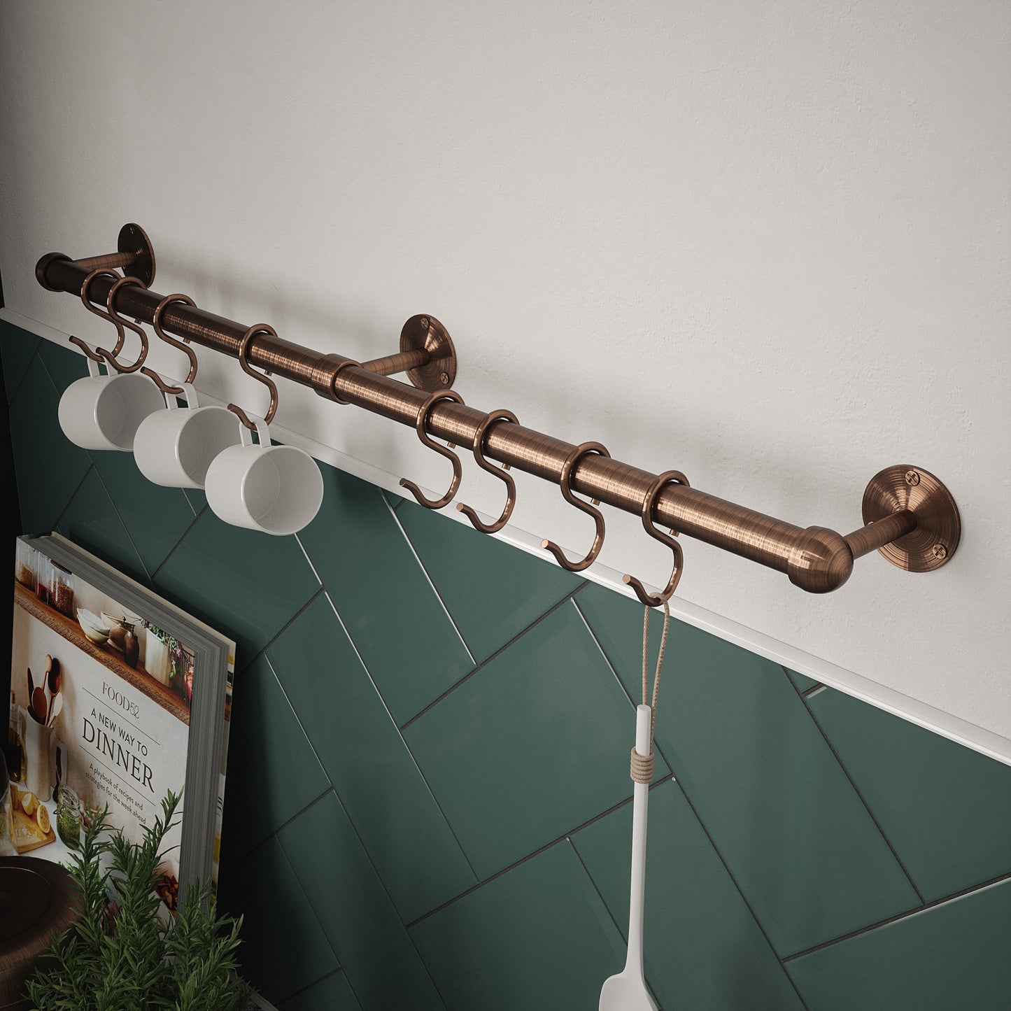Rothley Antique Copper Utensil Rail Kit Various Sizes