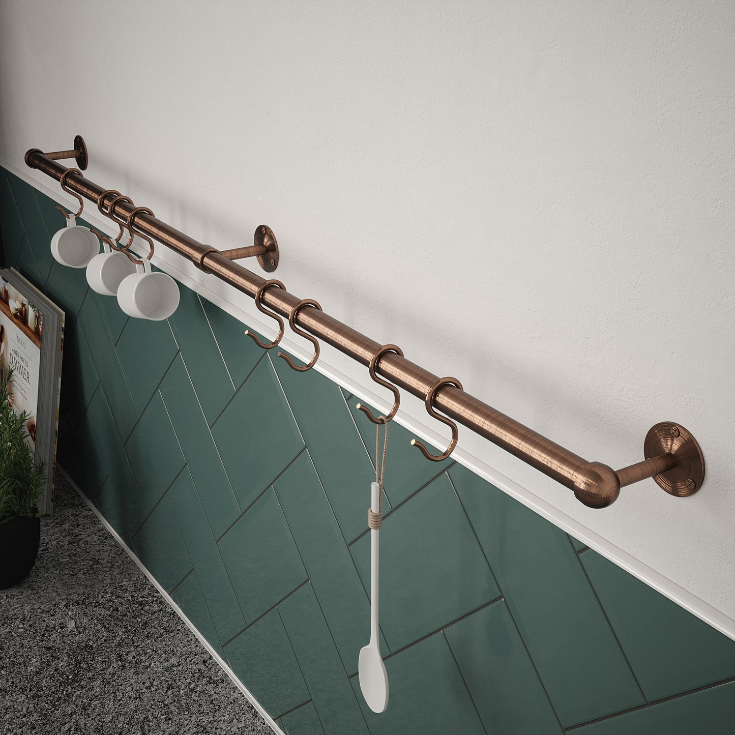 Rothley Antique Copper Utensil Rail Kit Various Sizes