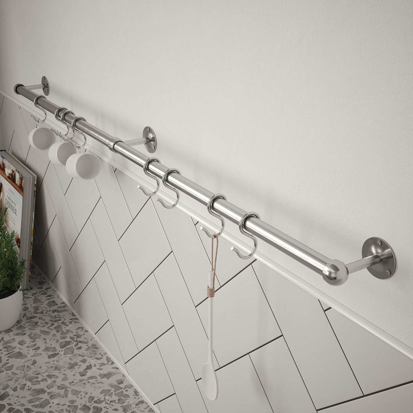 Rothley Brushed Finish Utensil Rail Kit Various Sizes