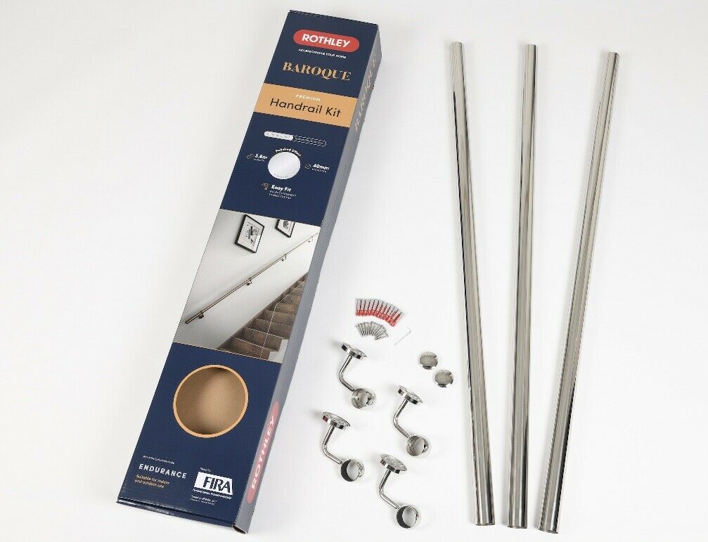 Rothley Baroque Polished Finish 3.6m Easy Fit Staircase Handrail Kit