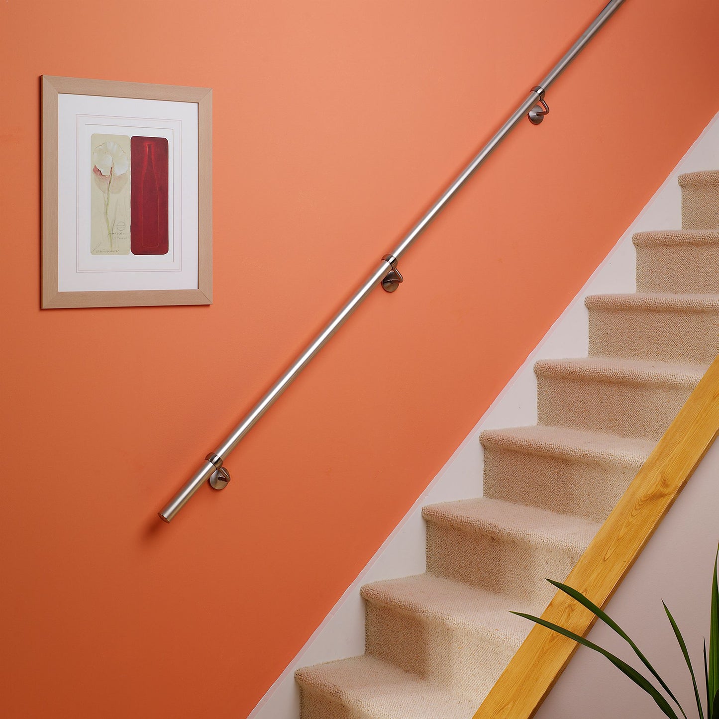 Rothley 1.2 Metre Stair Rail Pole Brushed Or Polished Effect 40mm