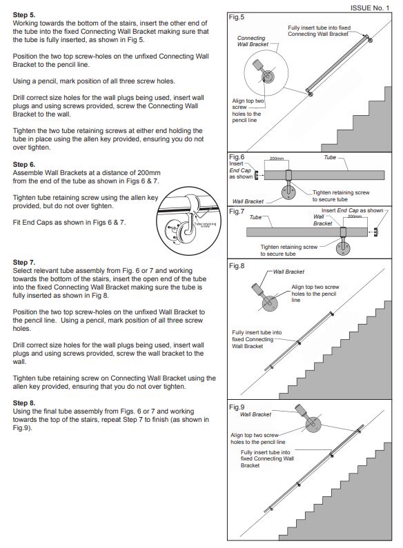 Rothley Polished Finish Internal Stainless Steel 3.6m Easy Fit Staircase Handrail Kit